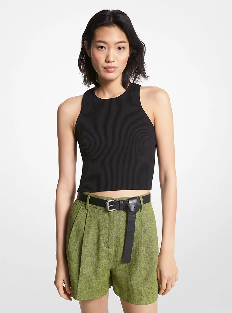 Ribbed Recycled Viscose Blend Cropped Tank Top - 1
