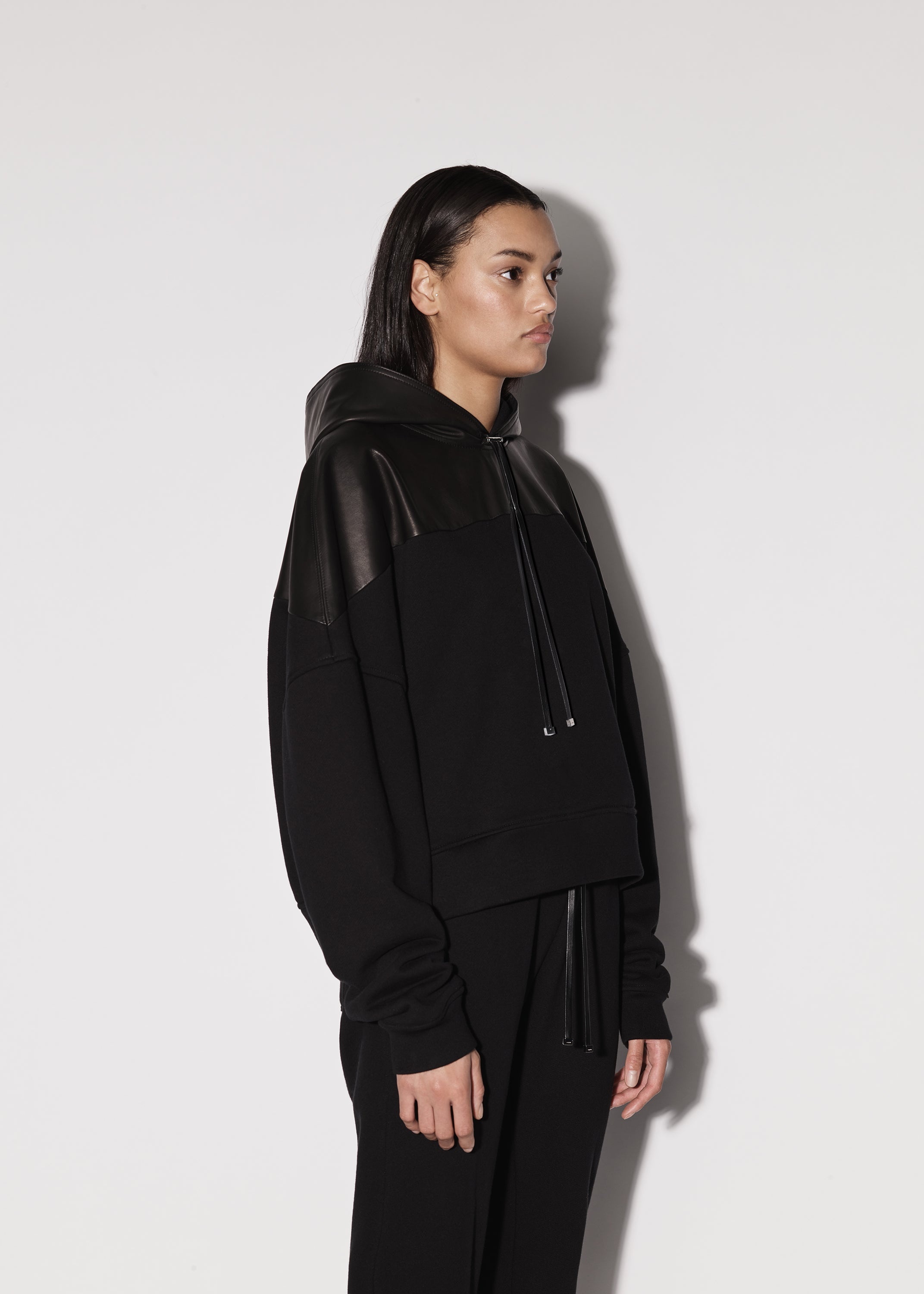 LEATHER HYBRID HOODIE - 4