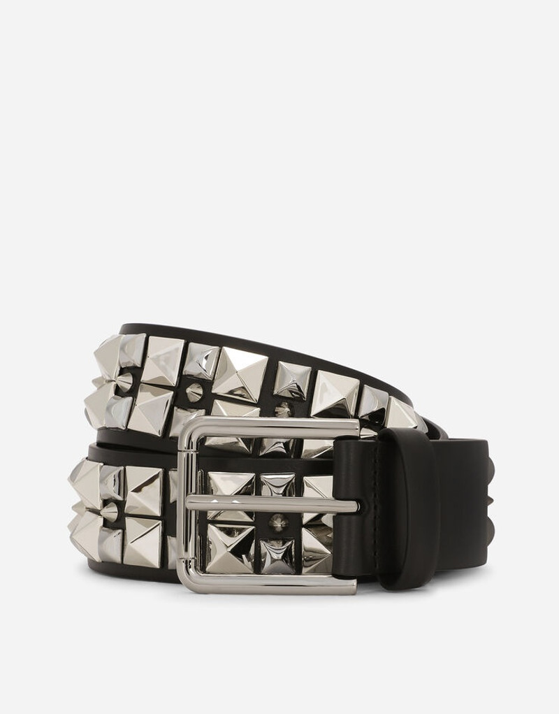 Calfskin nappa belt with studs 1