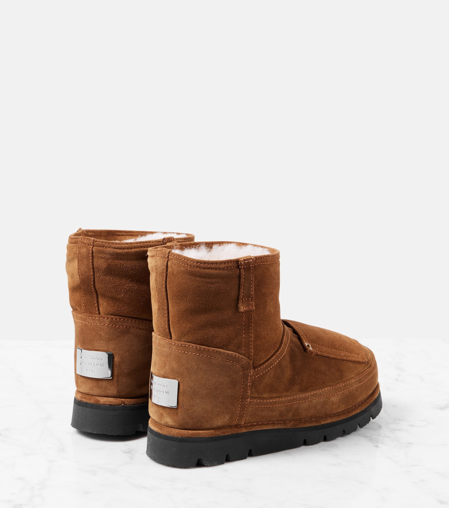 Shearling-lined leather ankle boots - 2