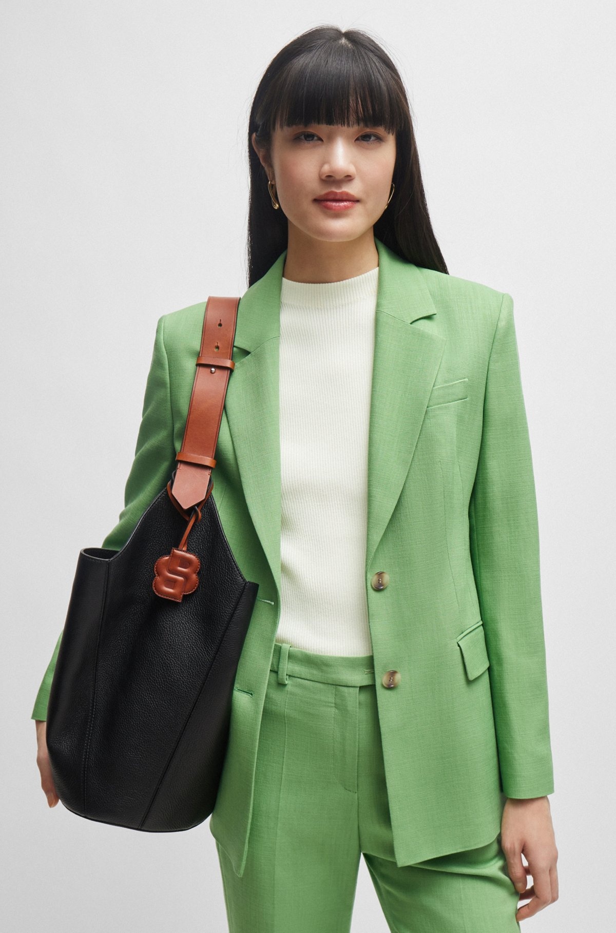 SINGLE-BREASTED JACKET IN STRETCH FABRIC - 6