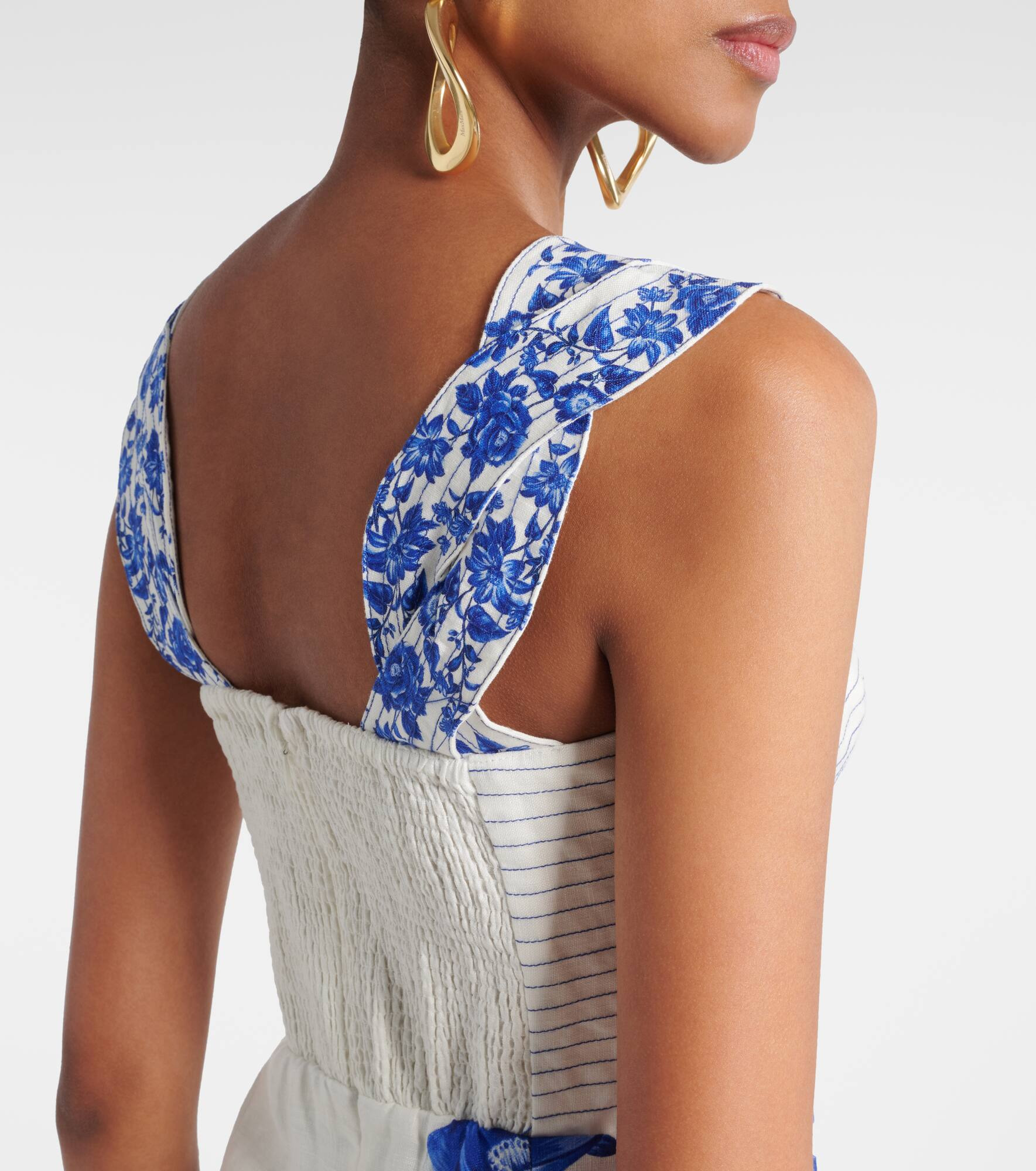 Floral Cascade linen midi dress - 5