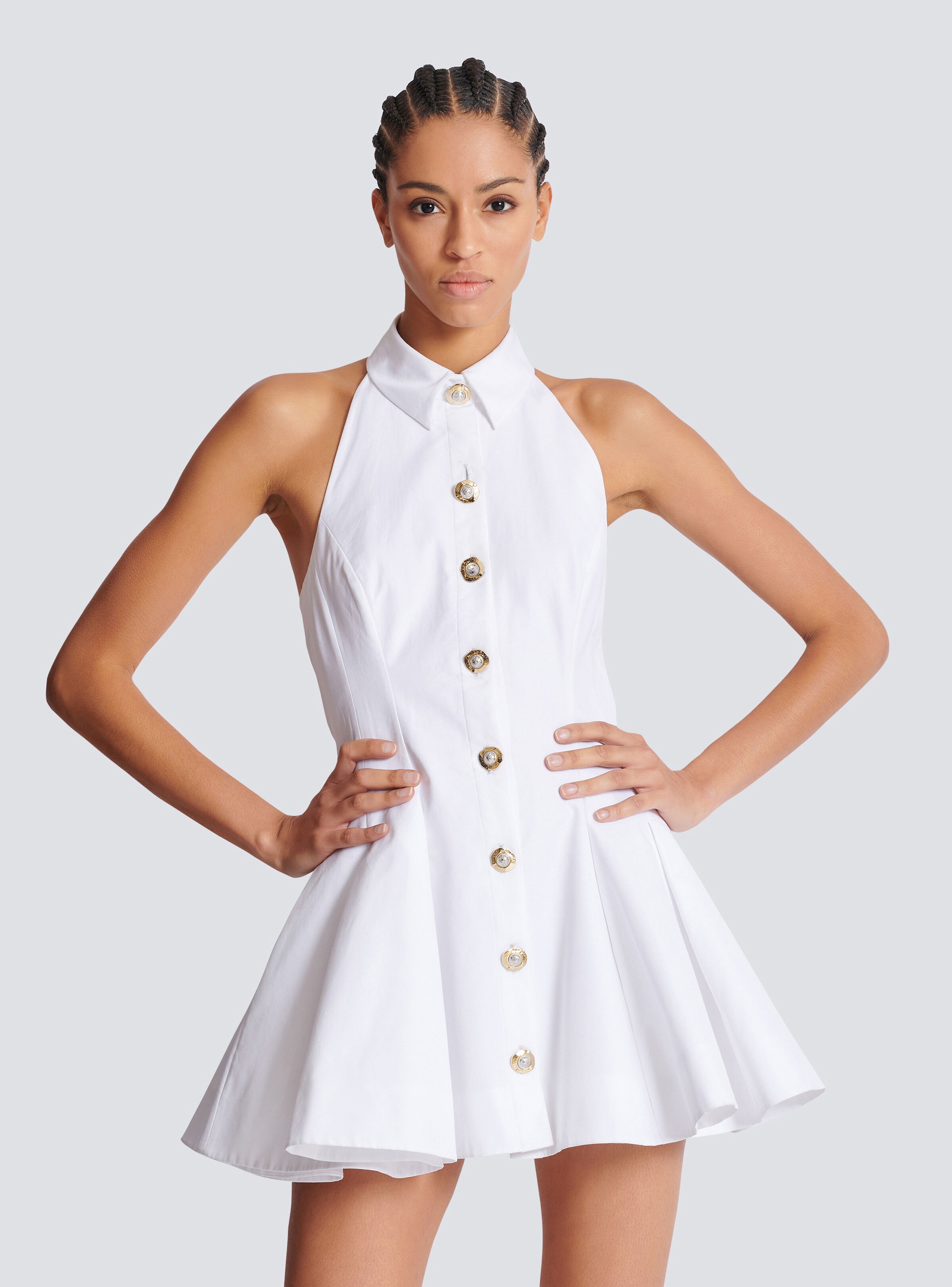 A-line backless poplin dress - 6