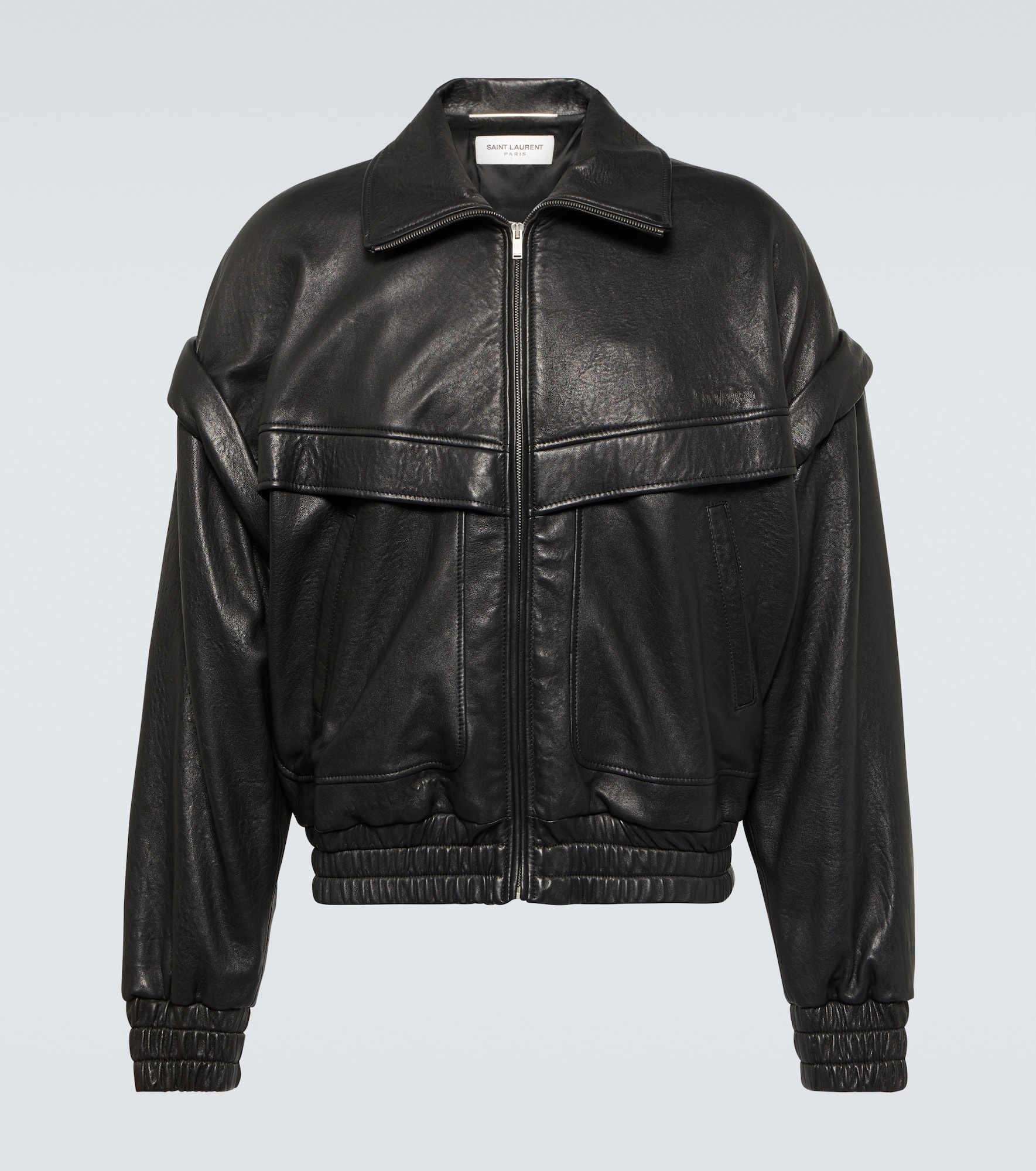 Distressed leather bomber jacket - 1