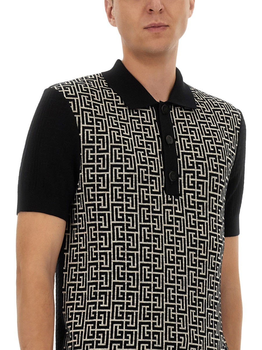 Balmain Men Monogram Polo - 4
