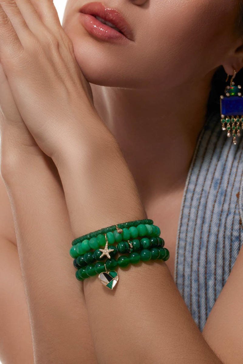 SYDNEY EVAN Small Single Stone Green Aventurine Charm Bracelet outlook