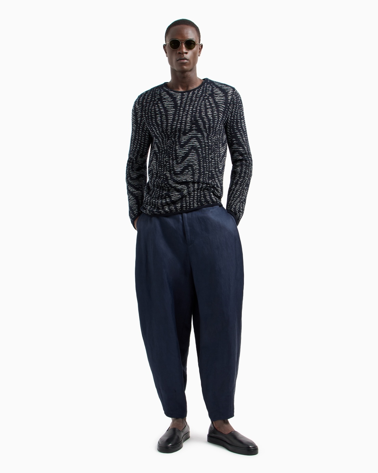 JACQUARD COTTON, VISCOSE AND CASHMERE CREW-NECK JUMPER - 4