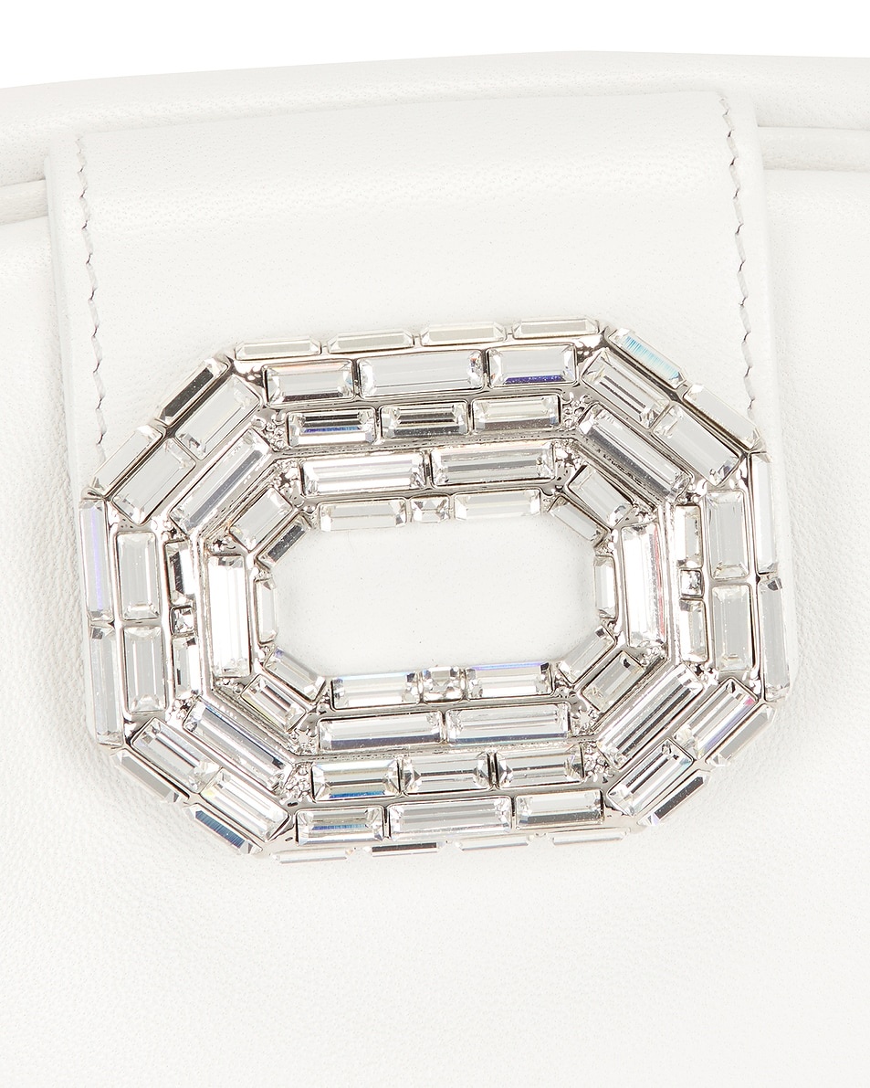 Camelia Leather Bag In White & Silver - 6