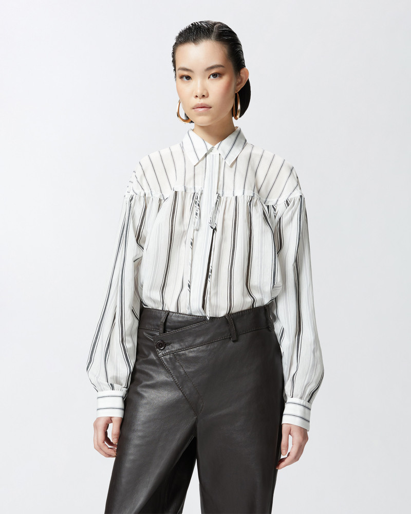 PINKO STRIPED COTTON SHIRT WITH LACES outlook