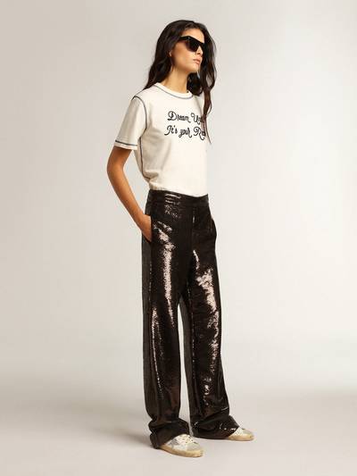 Golden Goose Super-Star with silver star and brown glitter heel tab outlook