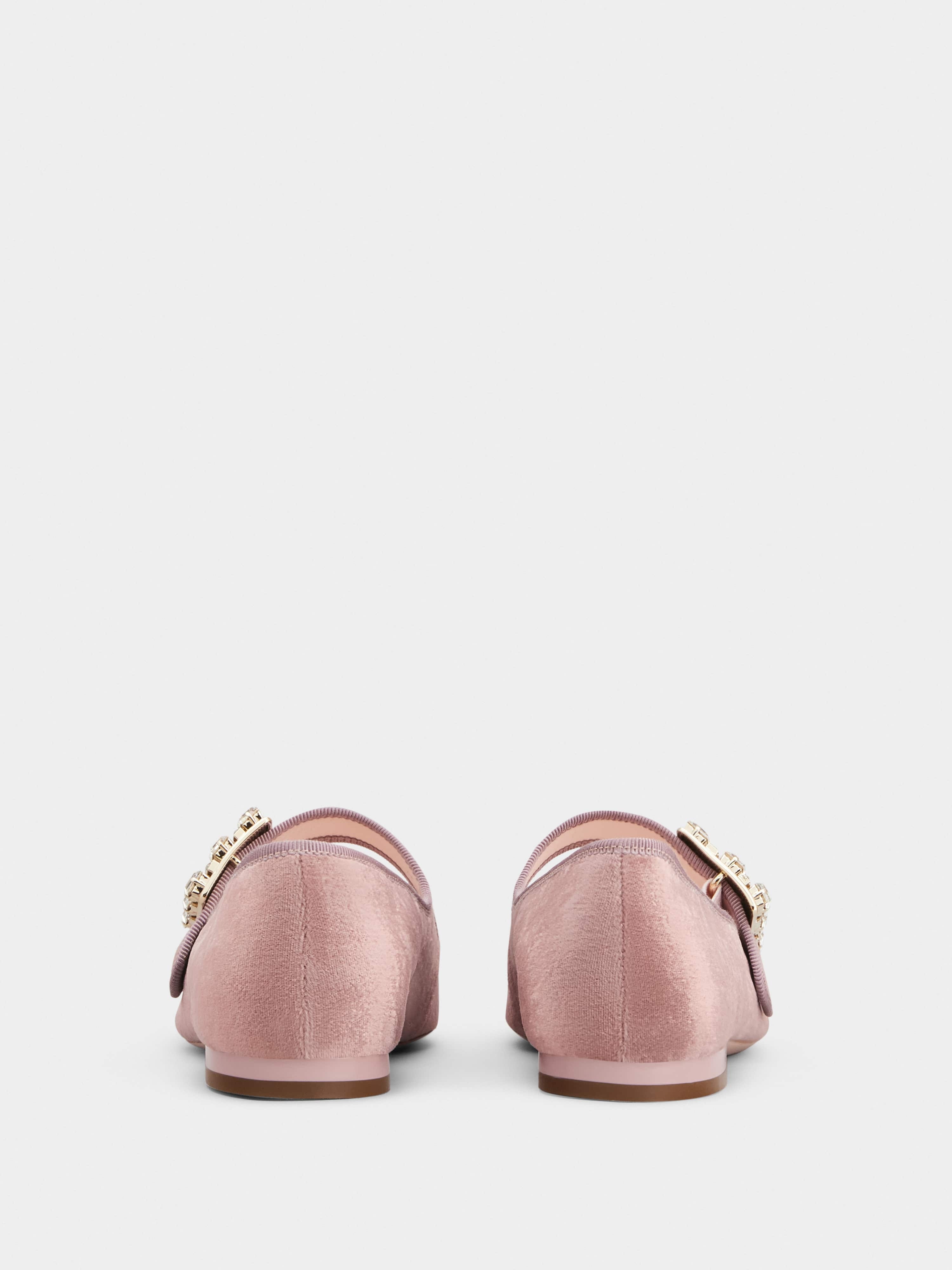 Très Vivier Strass Buckle Babies Ballerinas in Velvet - 5