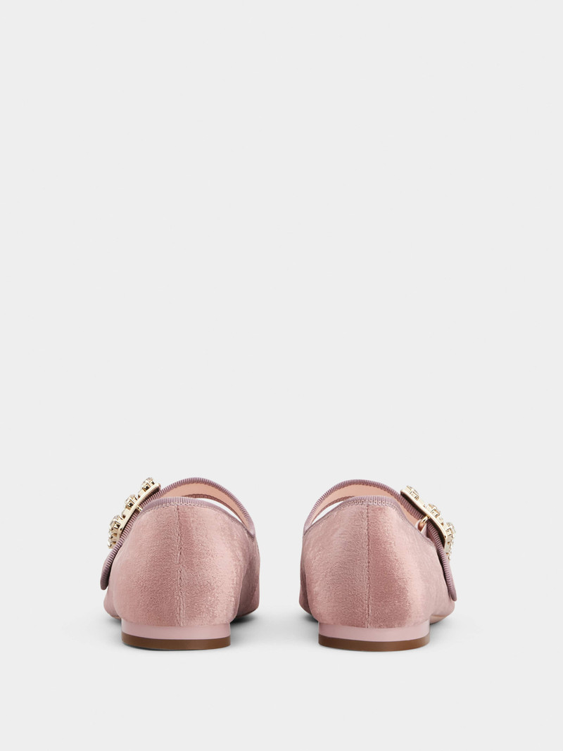 Roger Vivier Très Vivier Strass Buckle Babies Ballerinas in Velvet outlook