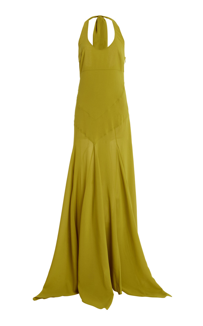 Exclusive Raye Scarf-Detailed Midi Halter Dress green 1