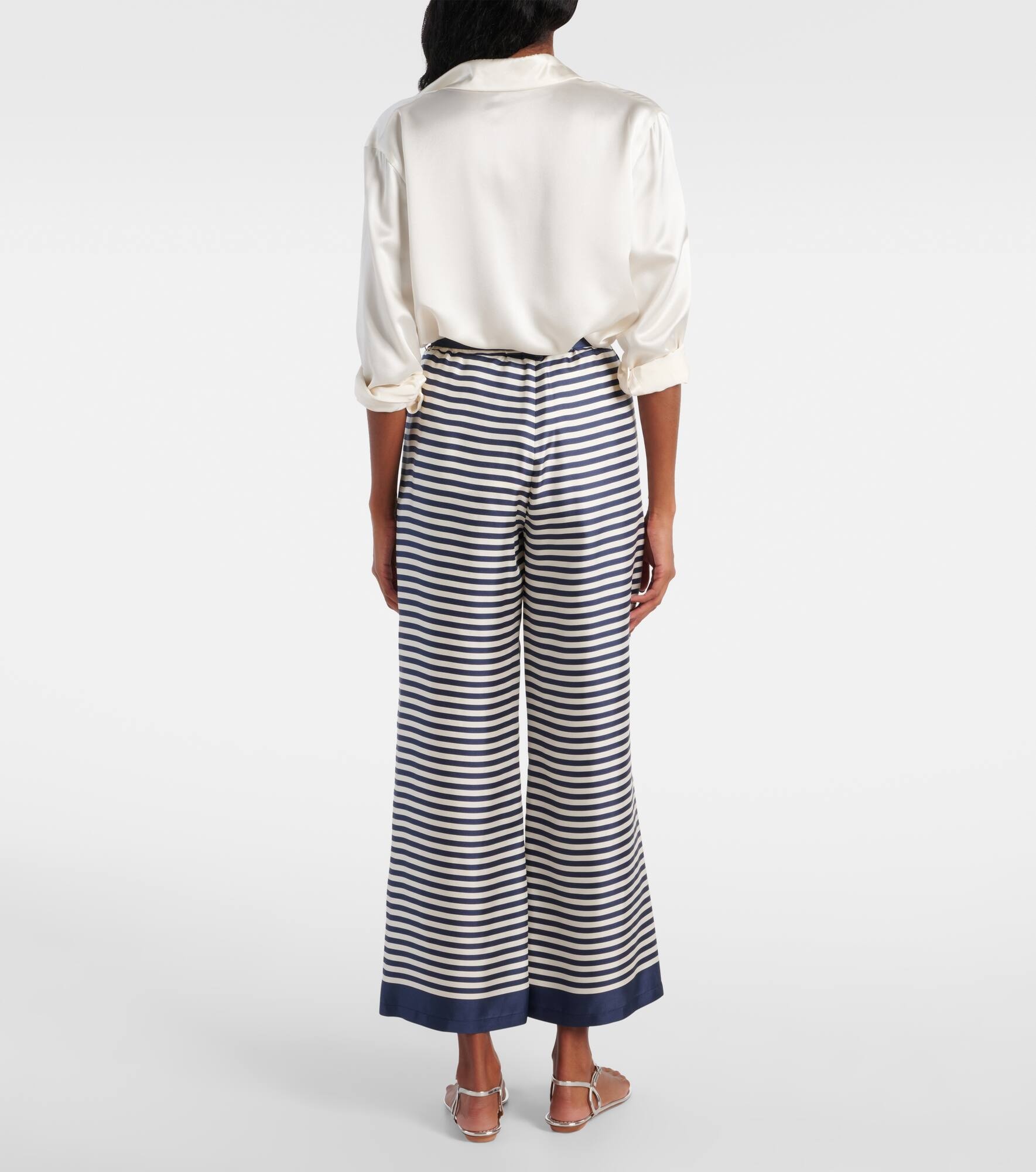 Nine striped silk wide-leg pants - 3