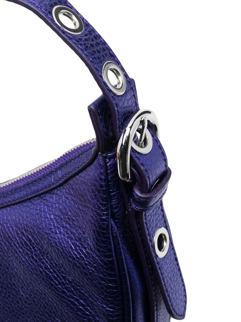 pebble-texture leather shoulder bag - 4