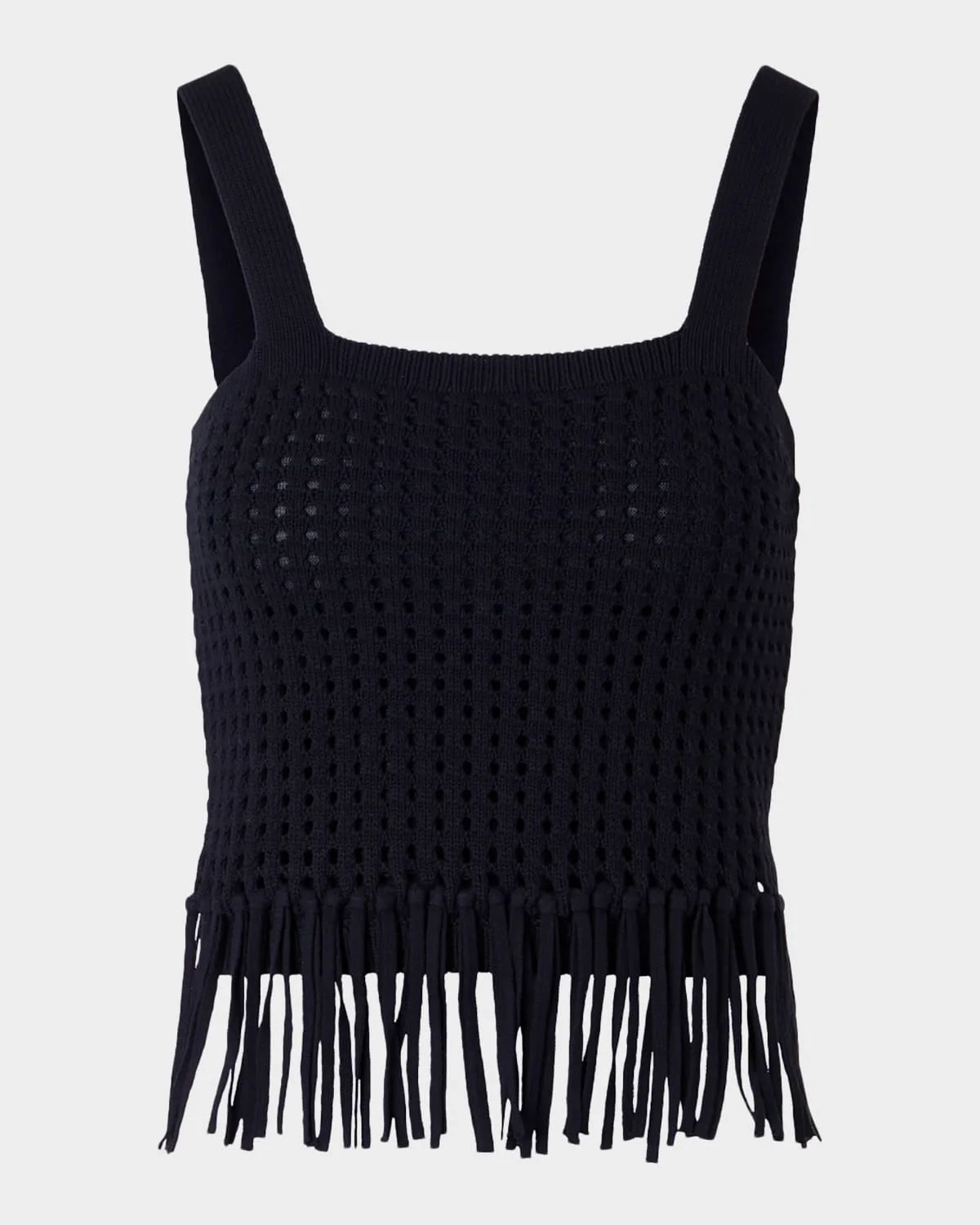 Chunky Cotton Mesh Knit Fringe Crop Top - 1