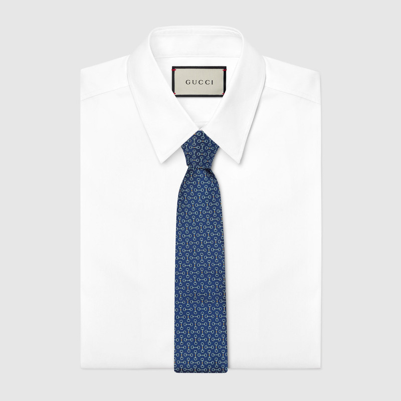 GUCCI Horsebit silk jacquard tie outlook