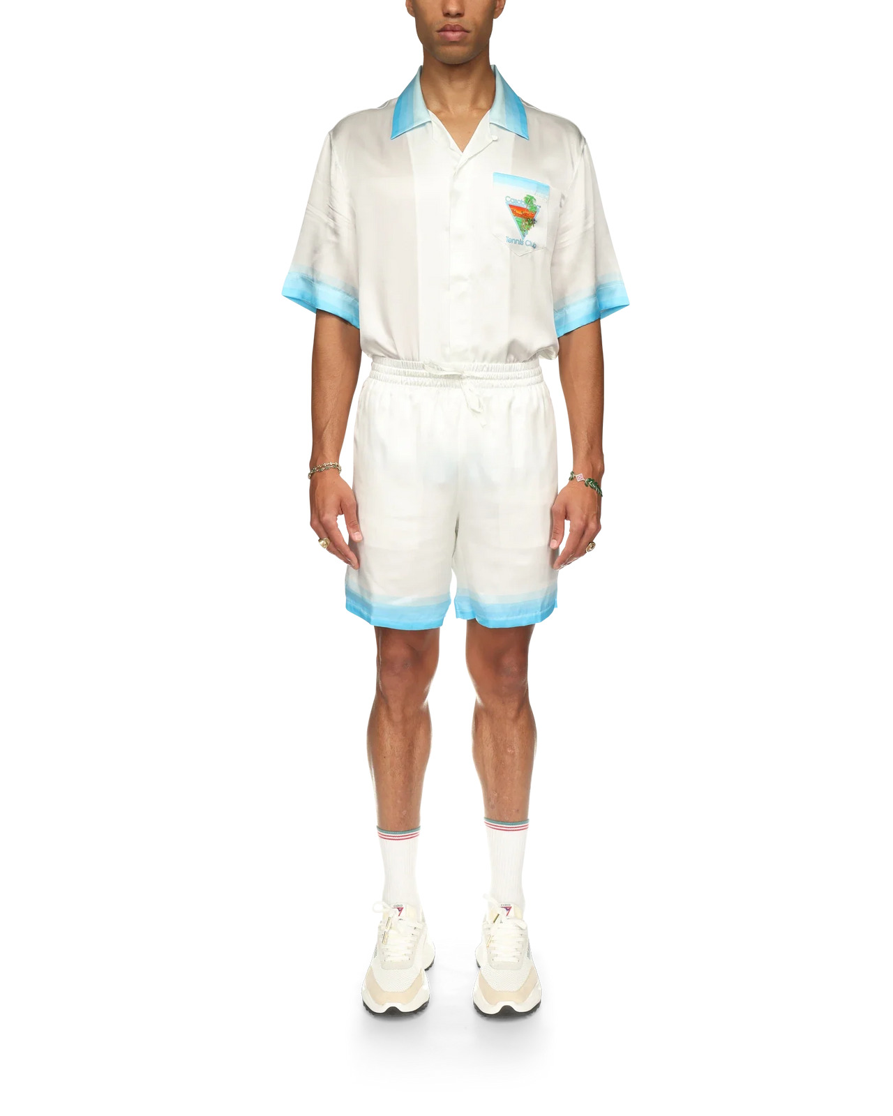 Palm Springs Icon Blue Silk Shorts - 2