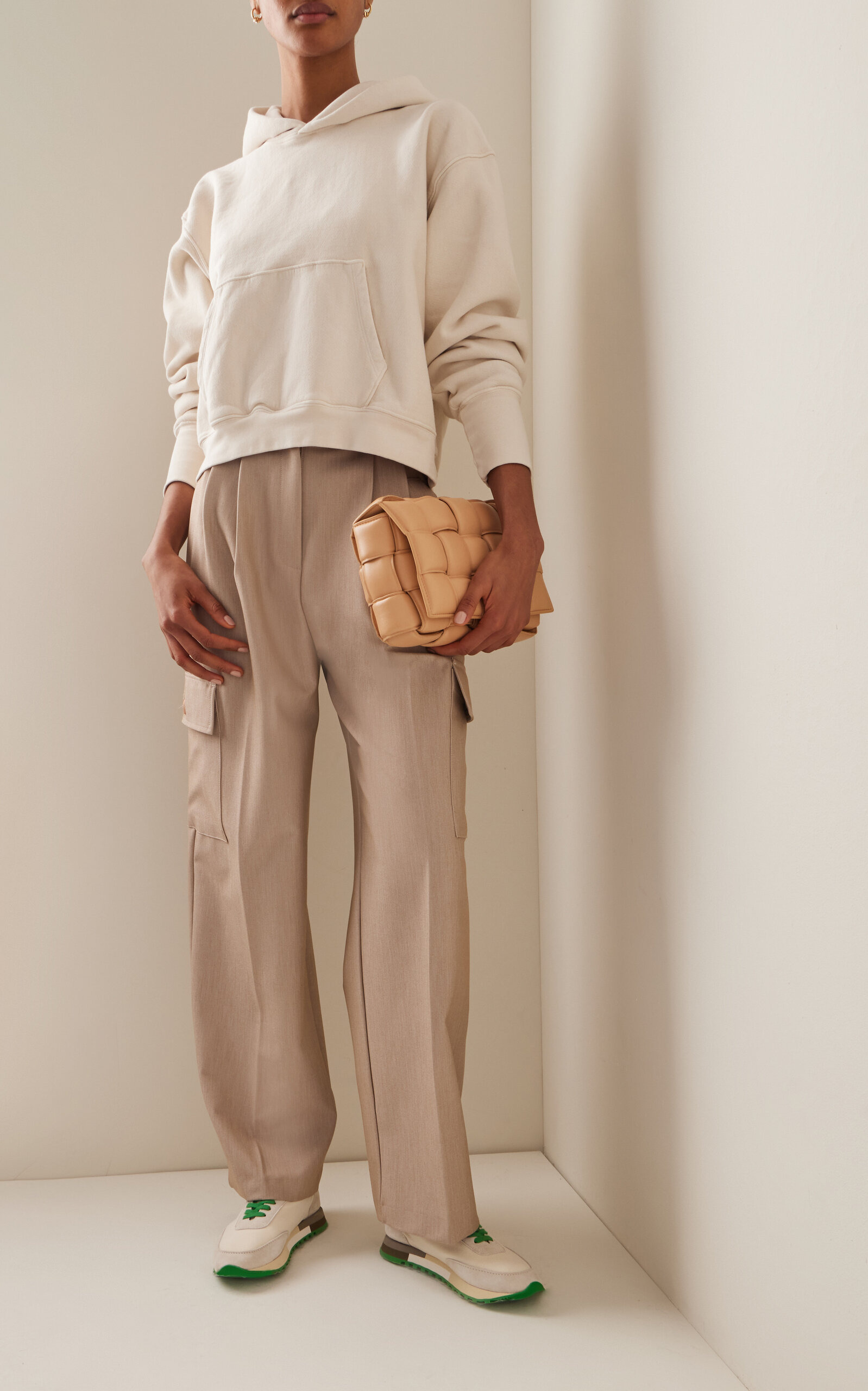 Cropped Raglan-Sleeve Cotton Sweatshirt ivory - 3