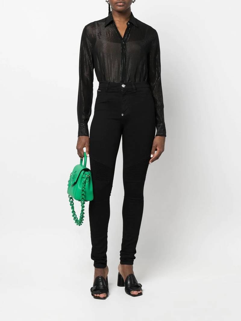 PHILIPP PLEIN semi-sheer button-down shirt outlook