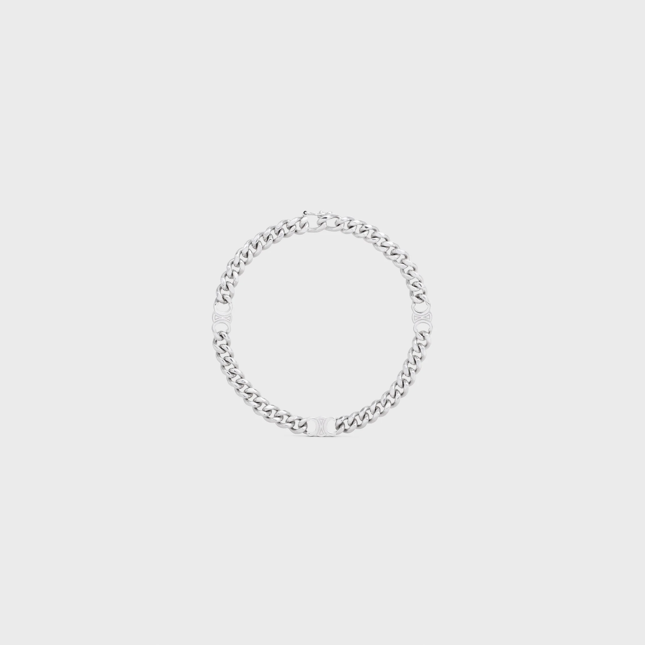 Triomphe Small Gourmette Bracelet in Brass with Rhodium Finish - 1
