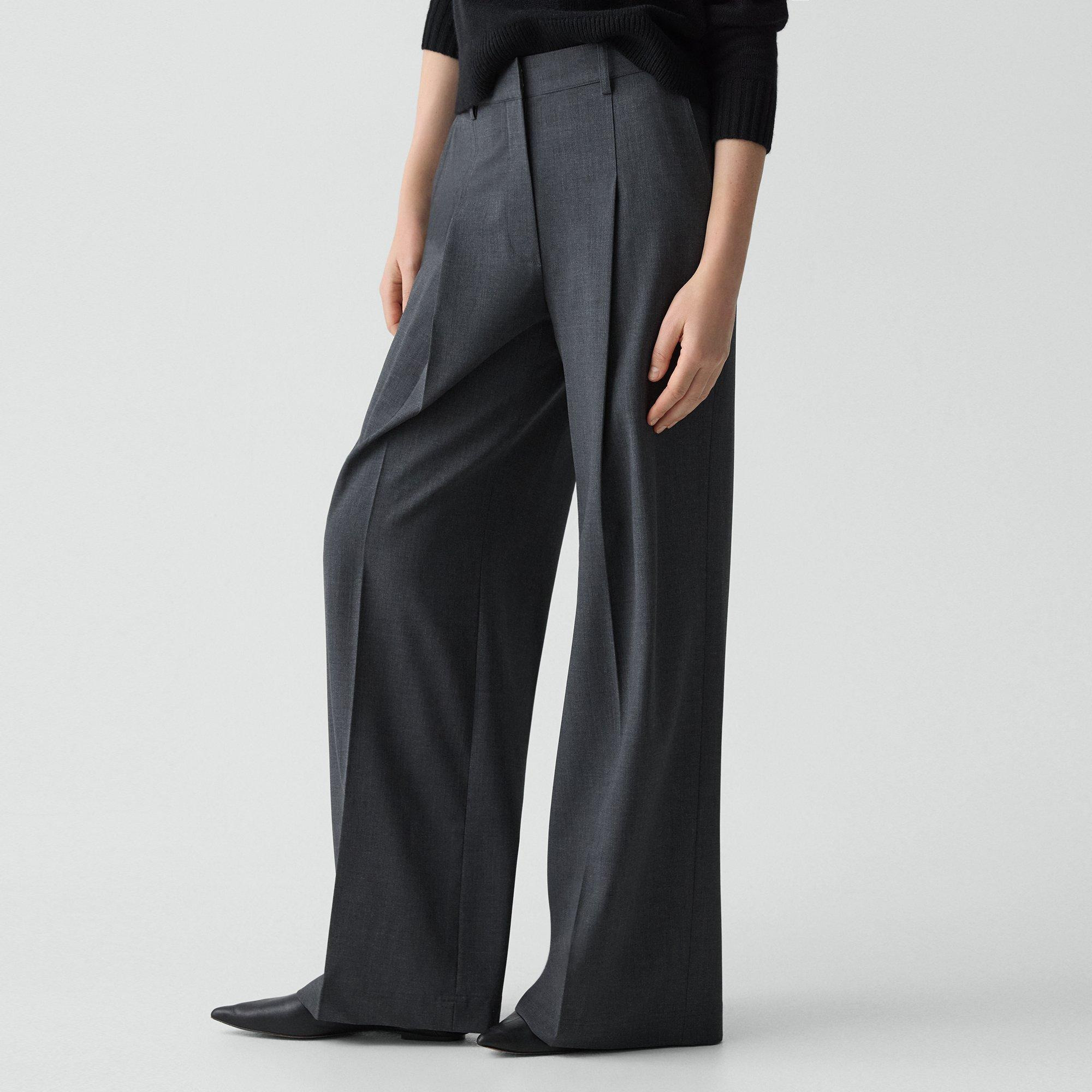 Pleated Wide-Leg Pant, 29'' in Good Wool - 5