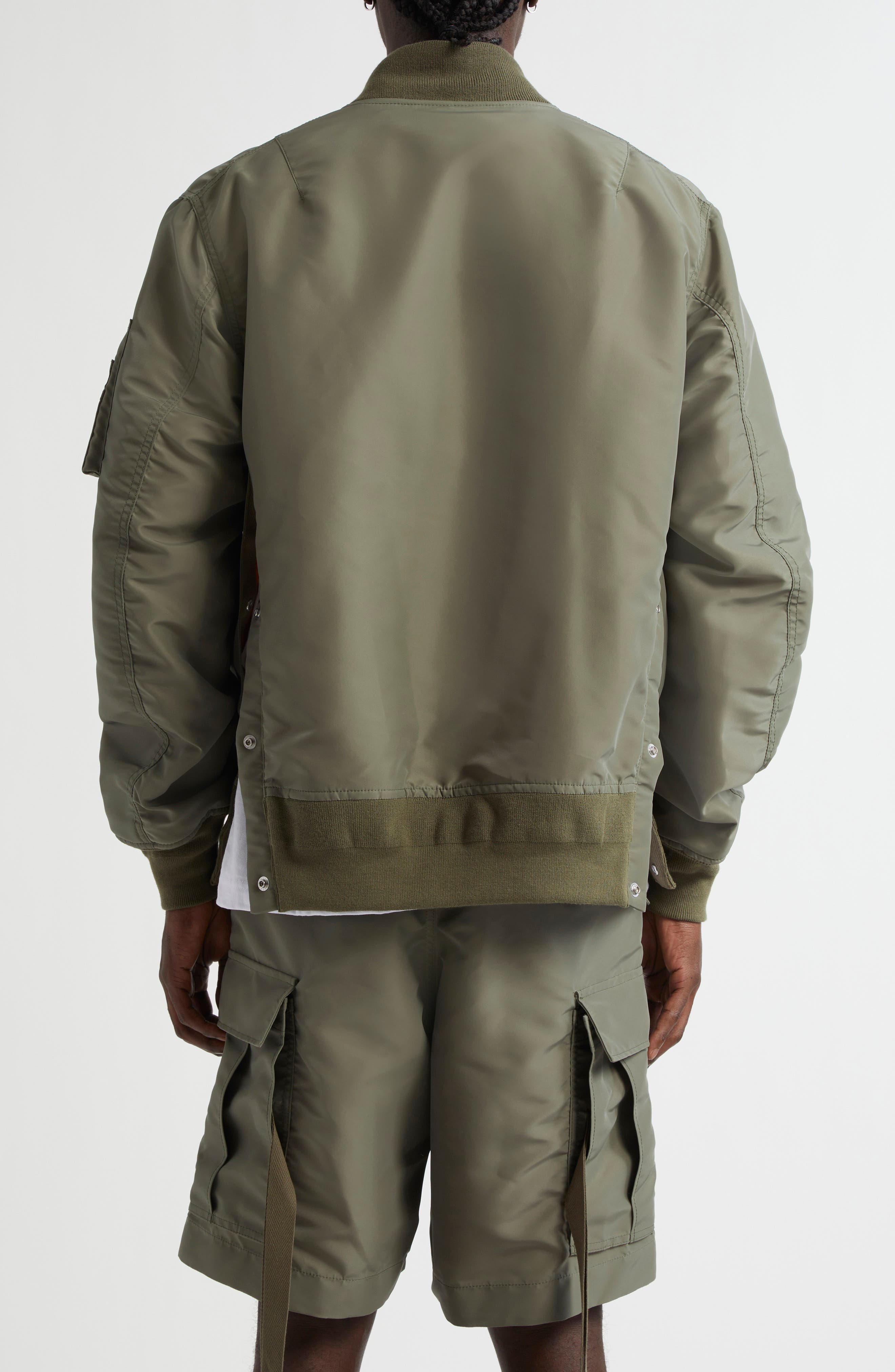 Sacai Nylon Twill Bomber Jacket in Khaki 501 at Nordstrom - 3