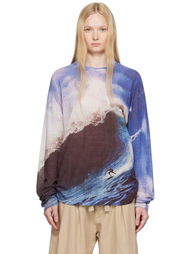Wave Print Knit Sweater 1