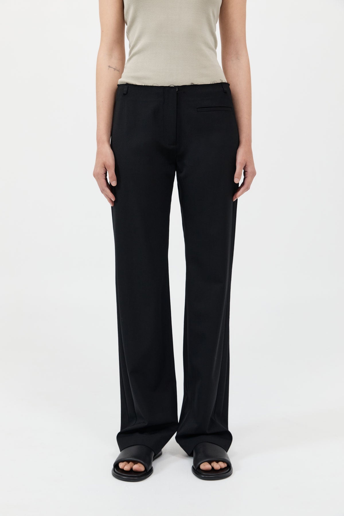 Raw Edge Pants - Black - 5
