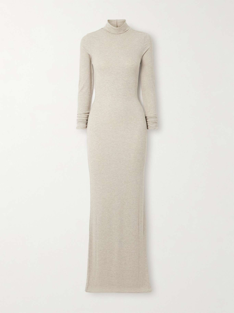 Ribbed stretch-jersey turtleneck maxi dress - 1