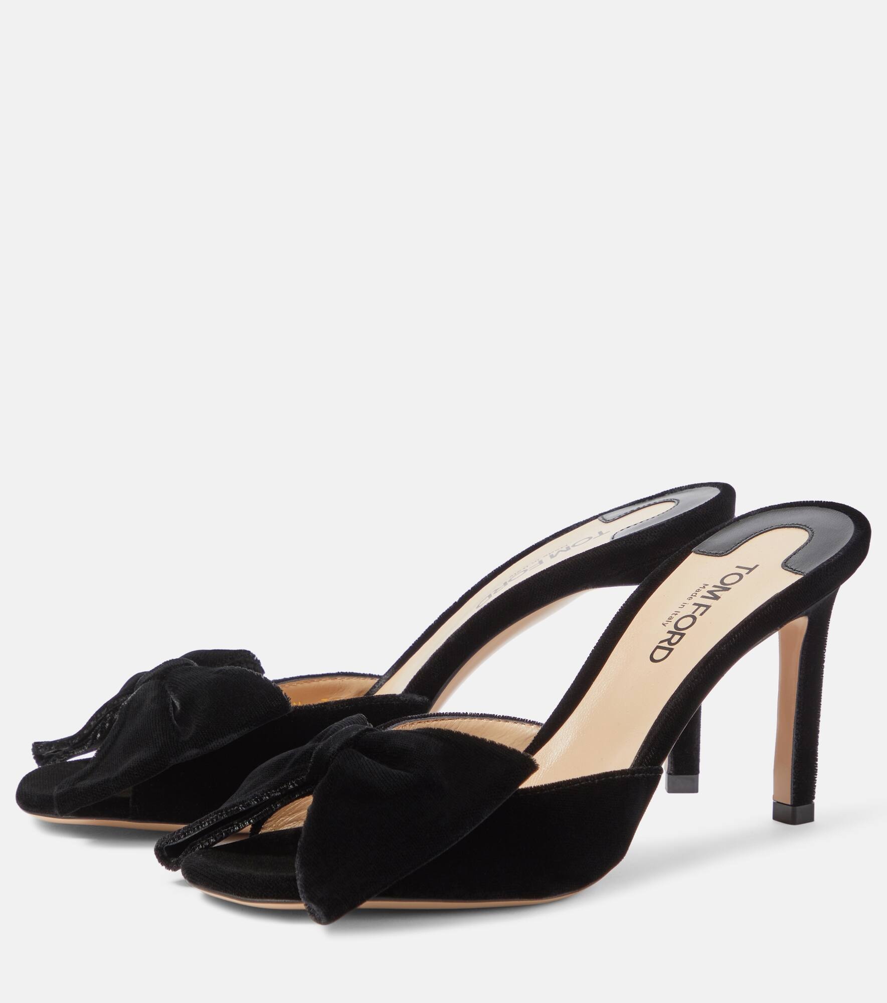 Brigitte 85 bow-detail velvet mule - 5