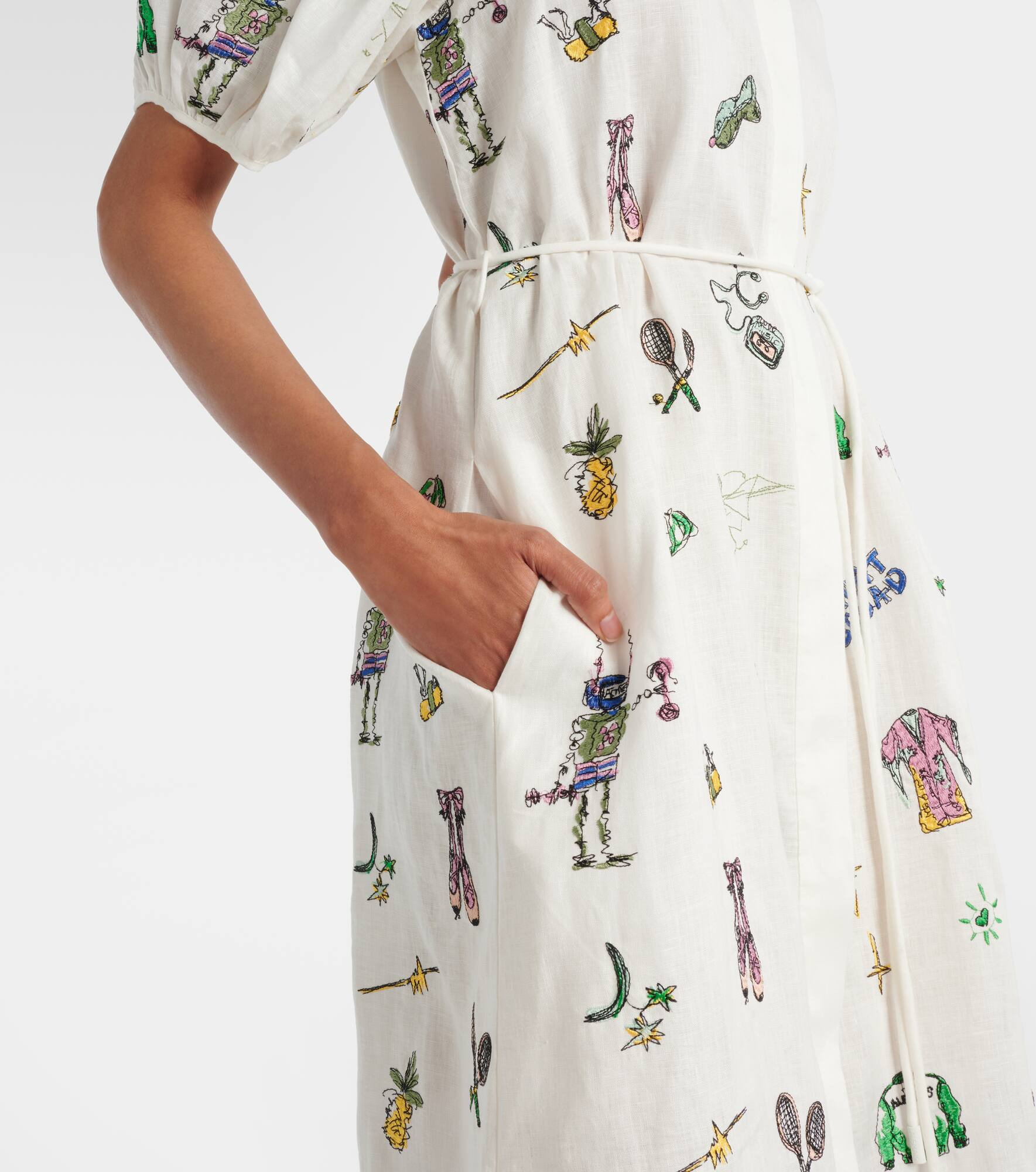 Play embroidered linen shirt dress - 5