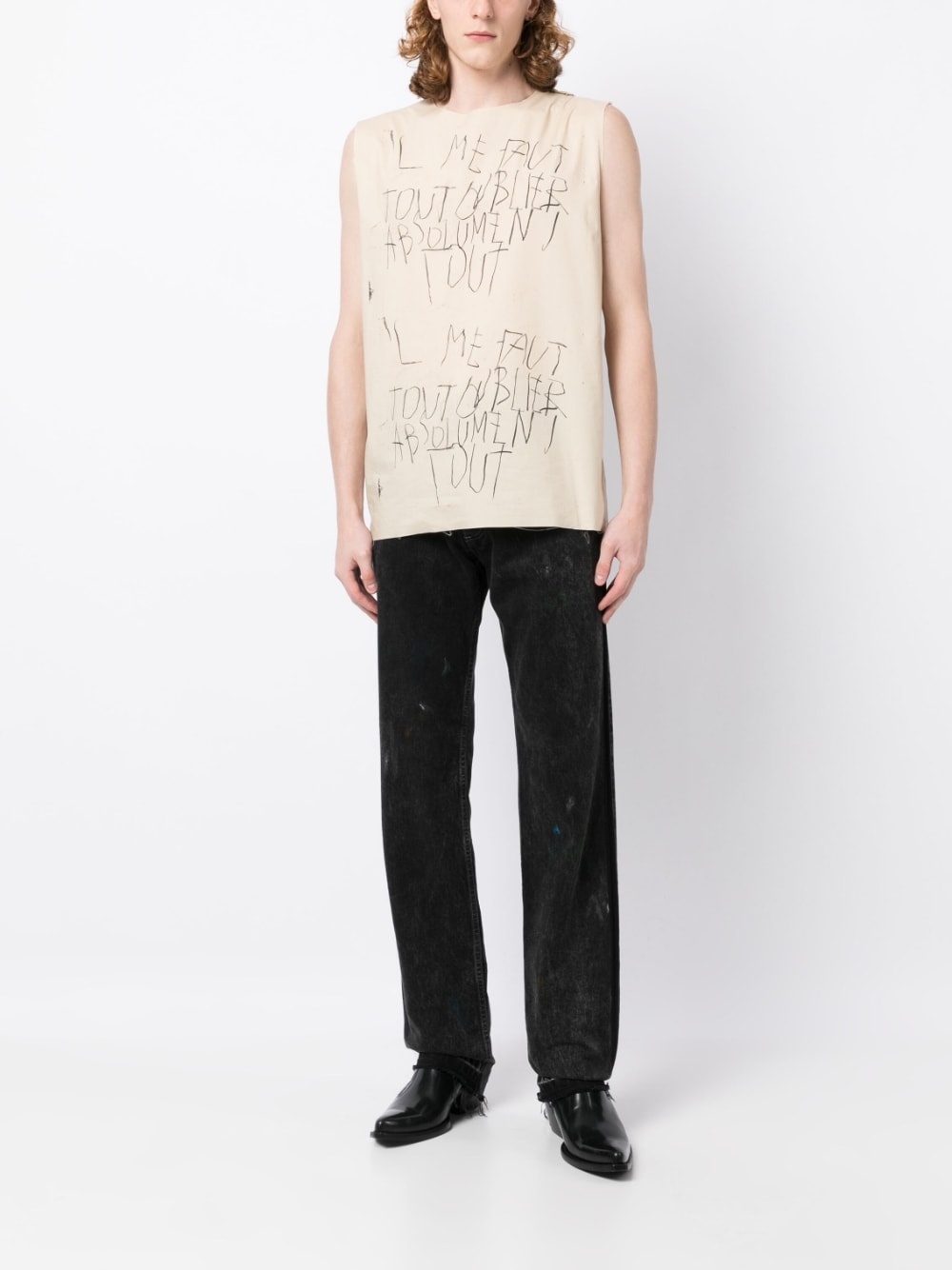 sketch-print cotton vest top - 2