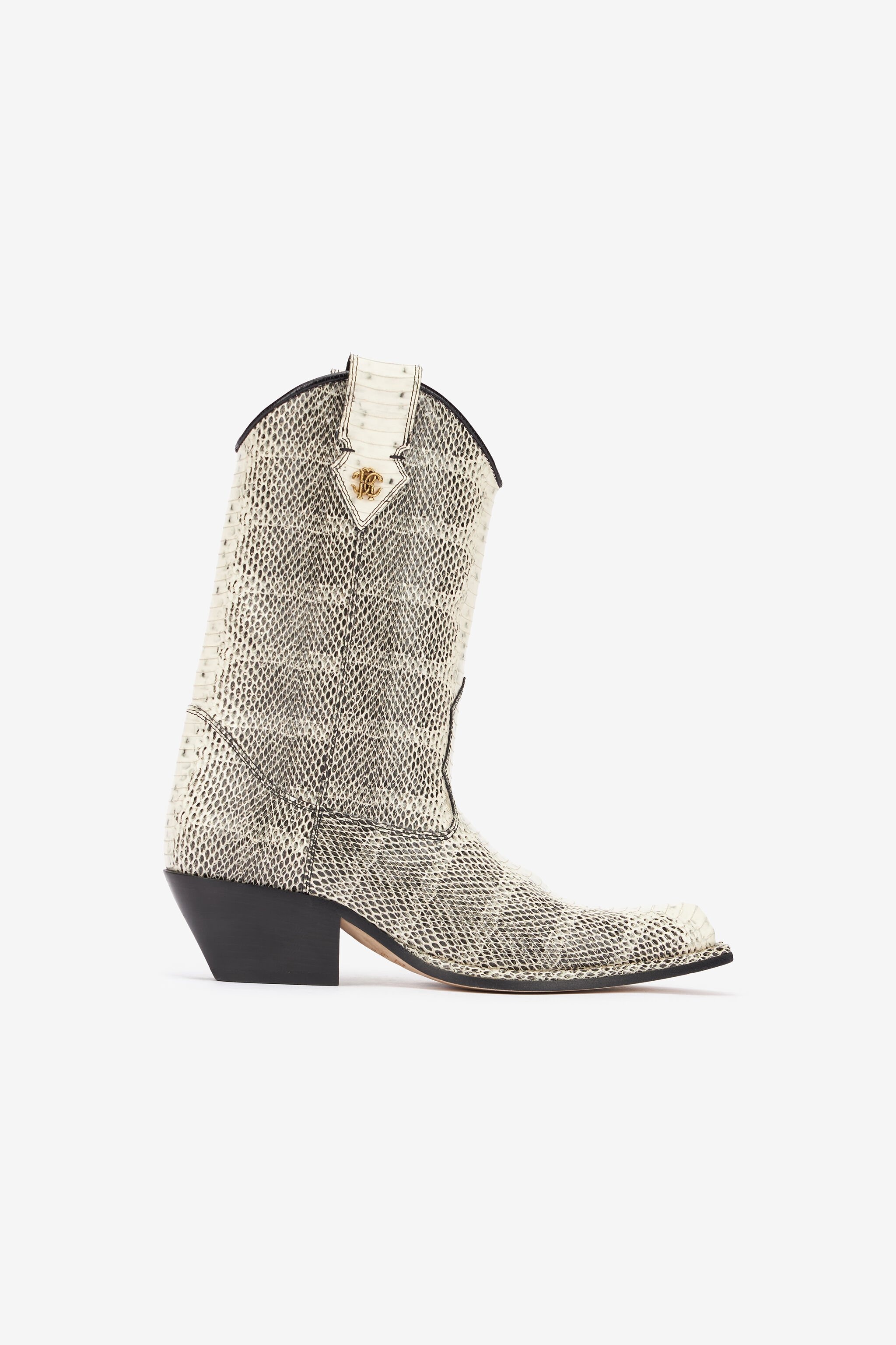 Printed Leather Texan Boots - 1