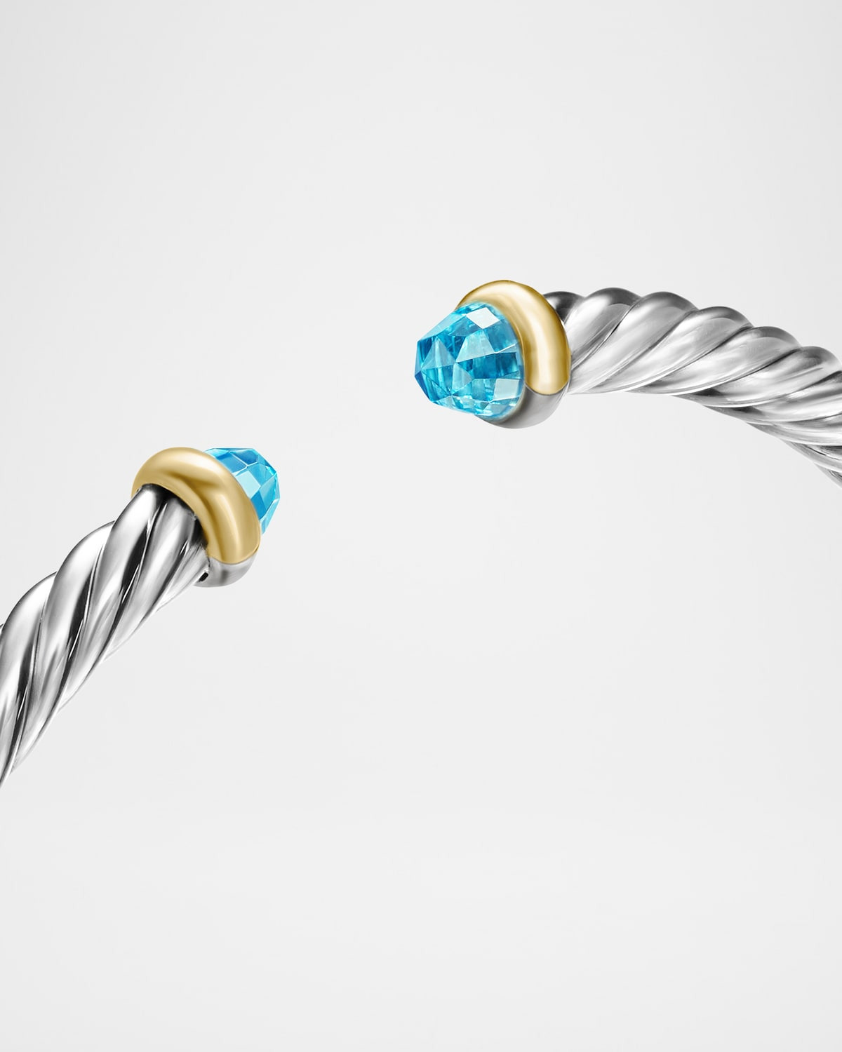 Cable Flex Bracelet with Gemstone in Silver and 14K Gold - 7