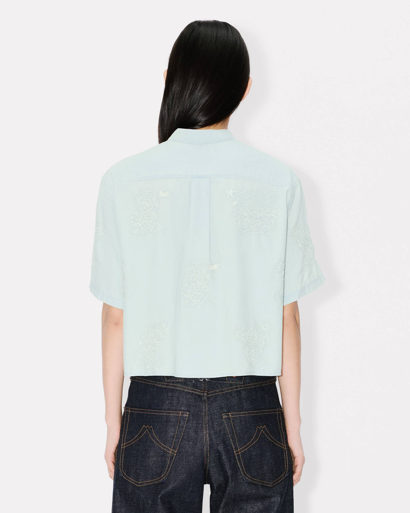 'KENZO Cartoon' embroidered short sleeve shirt in chambray 4