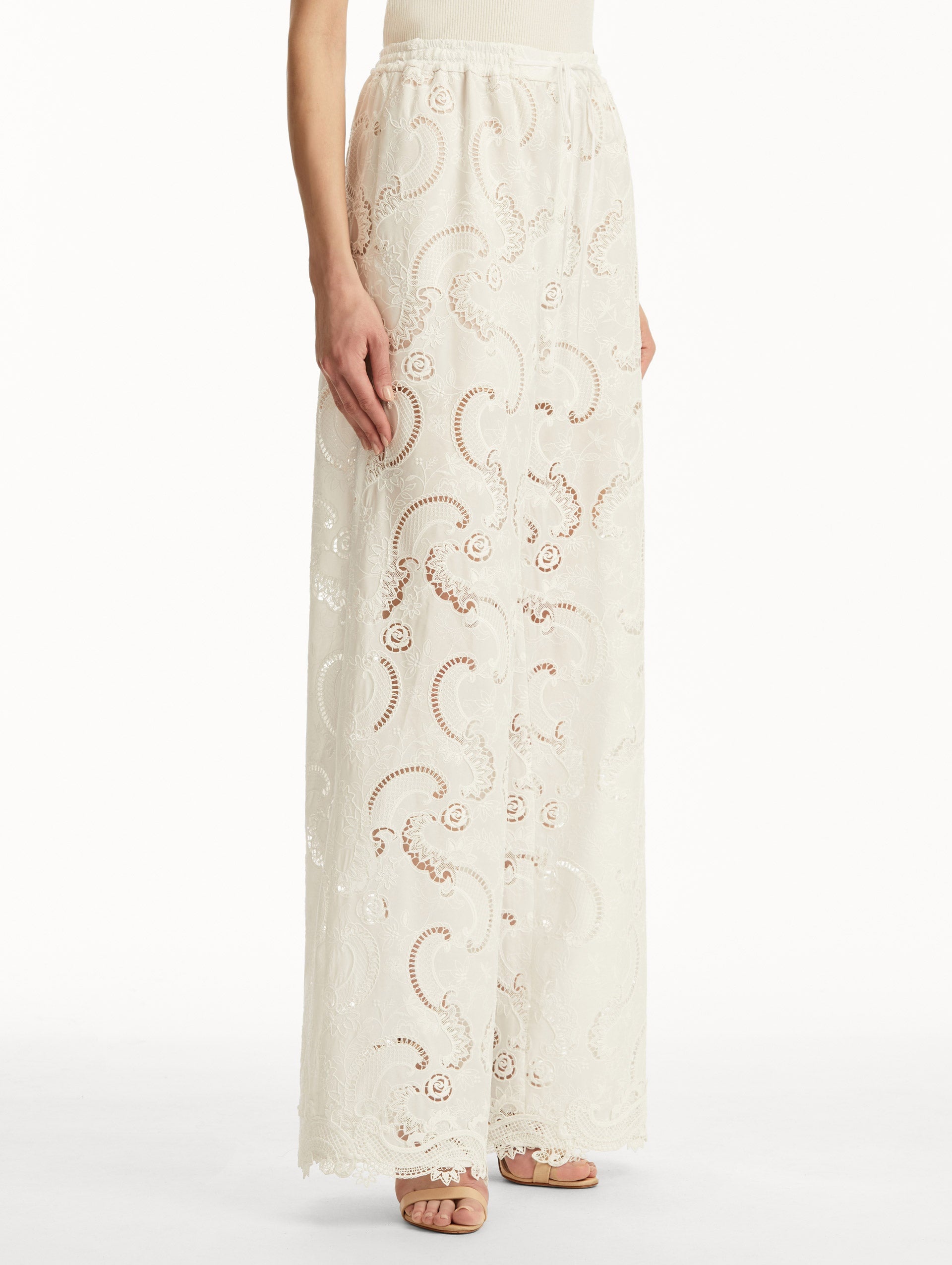 SCROLL GUIPURE WIDE LEG PANT - 4