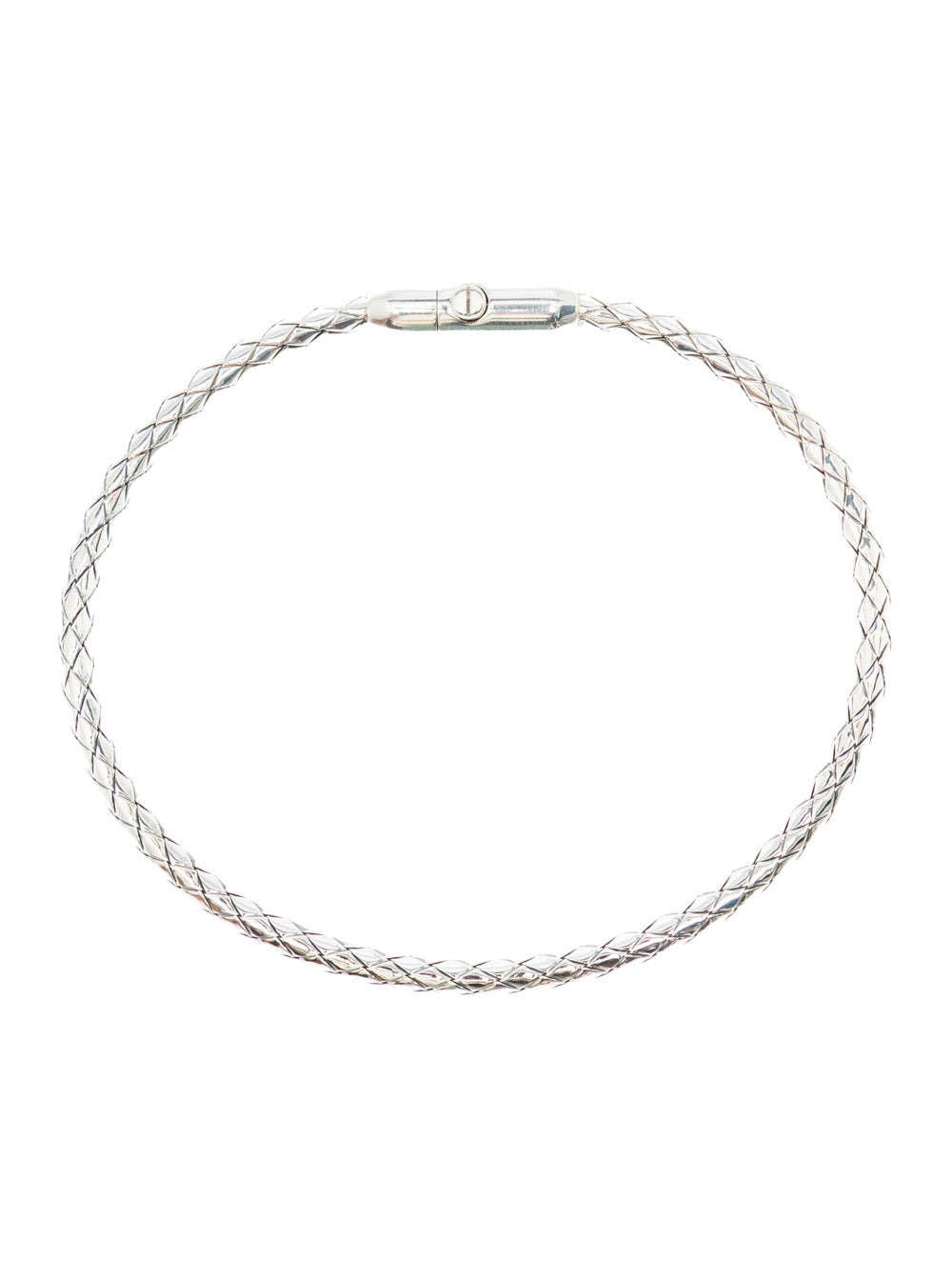 Bottega Veneta Men 'Intreccio' Metallic Bracelet With Rear Push Closure And Intrecciato Design In Si - 1