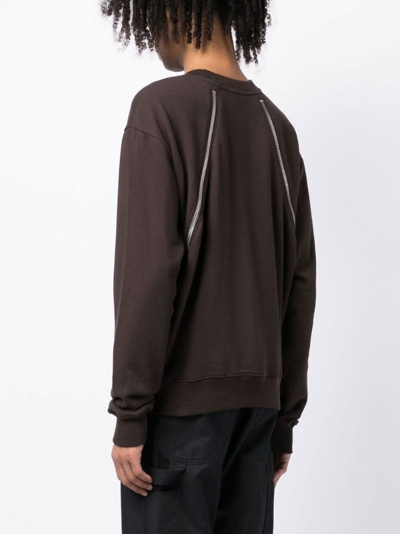 zip-details cotton sweatshirt - 4