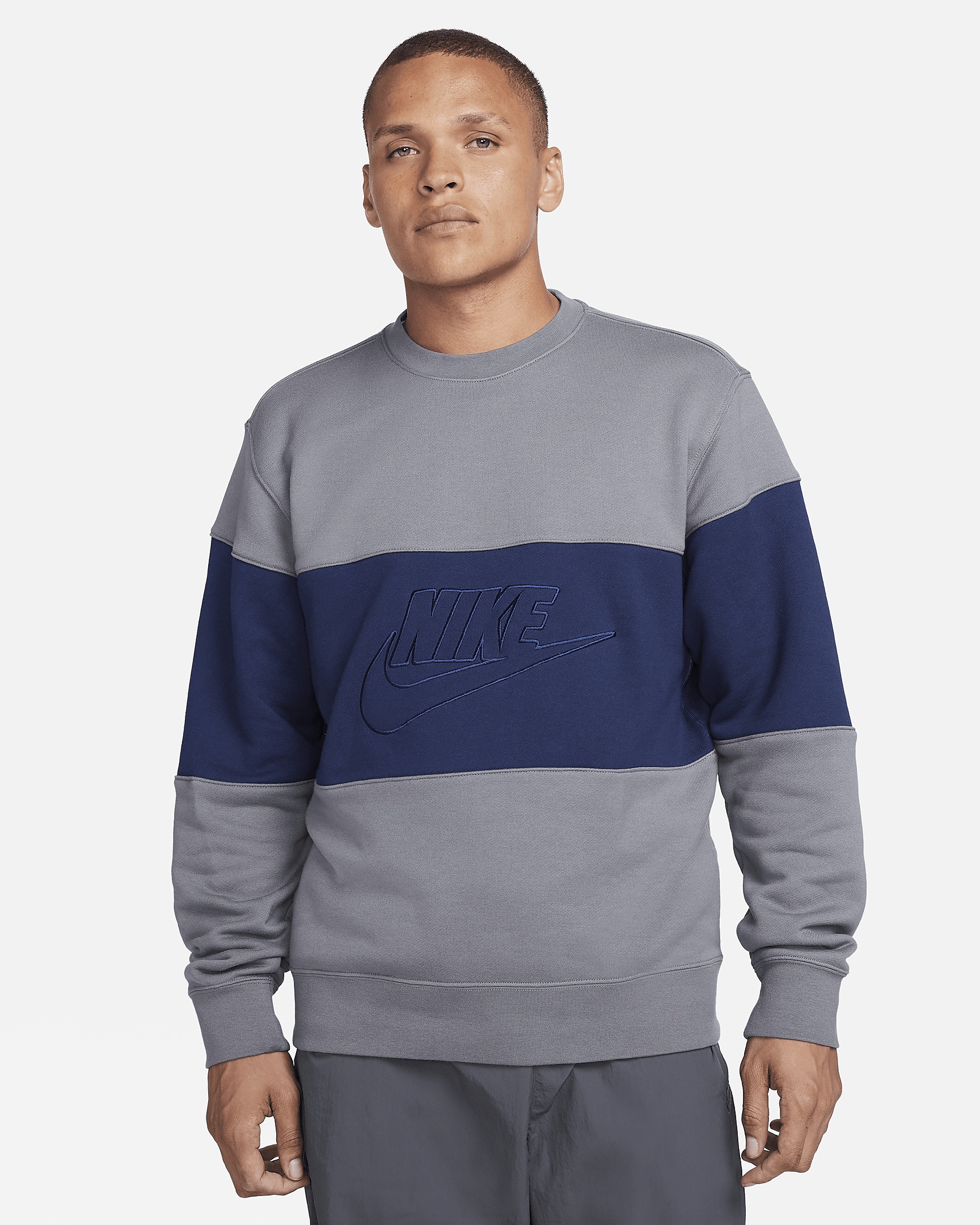 Nike Club Men's French Terry Color-Blocked Crew - 1