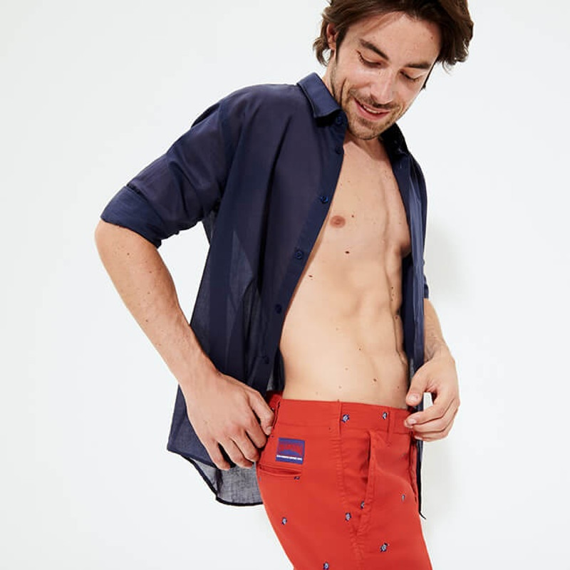 Men Chino Embroidered Bermuda Shorts Micro Ronde des Tortues 5