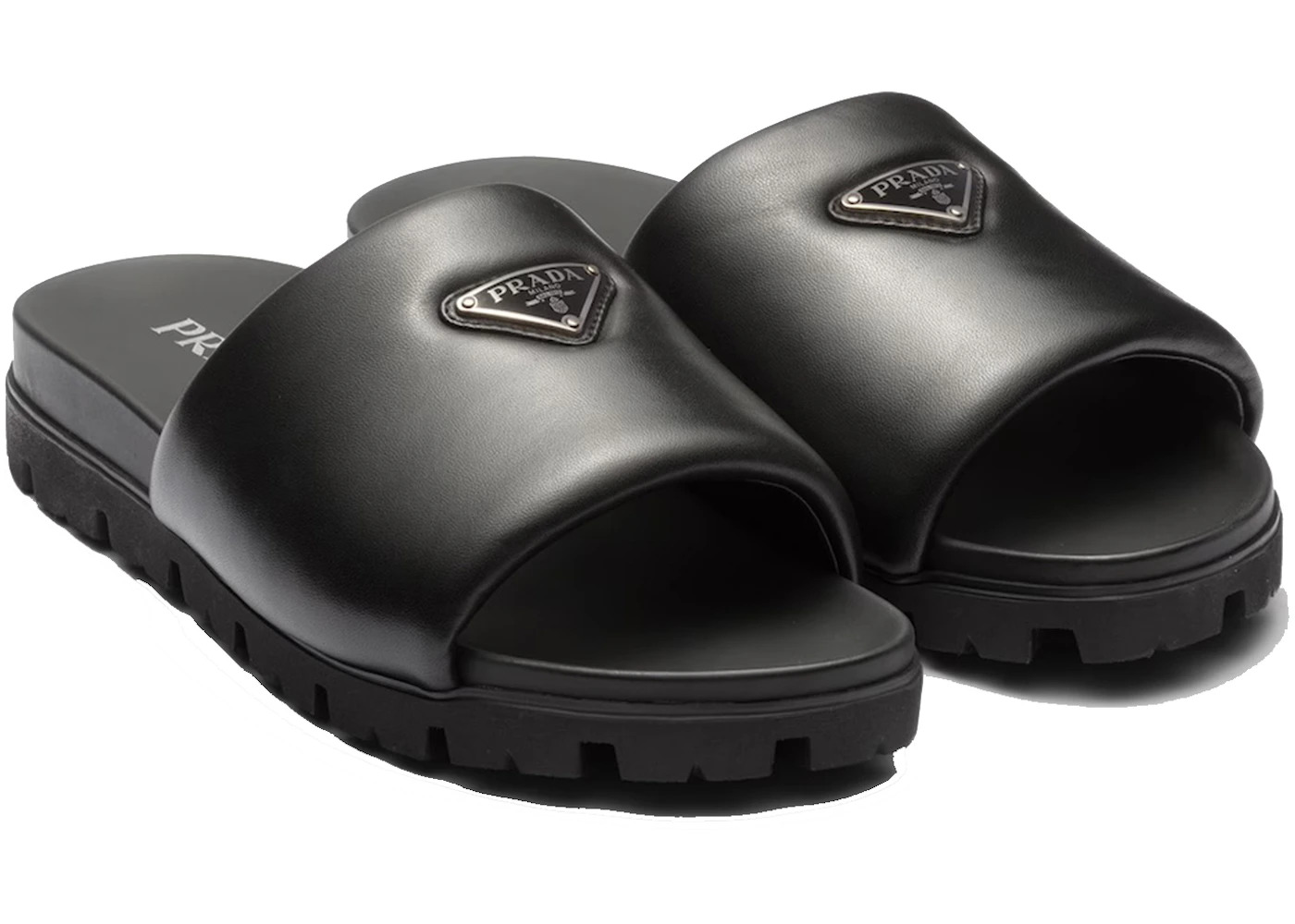 Prada Padded Slides Black Nappa Leather (Men's) - 2