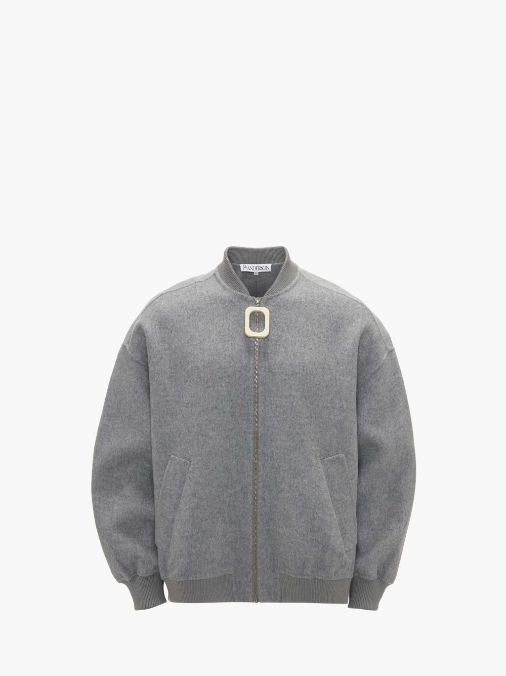 OVERSIZED WOOL BOMBER JACKET WITH LOGO PATCH - 1
