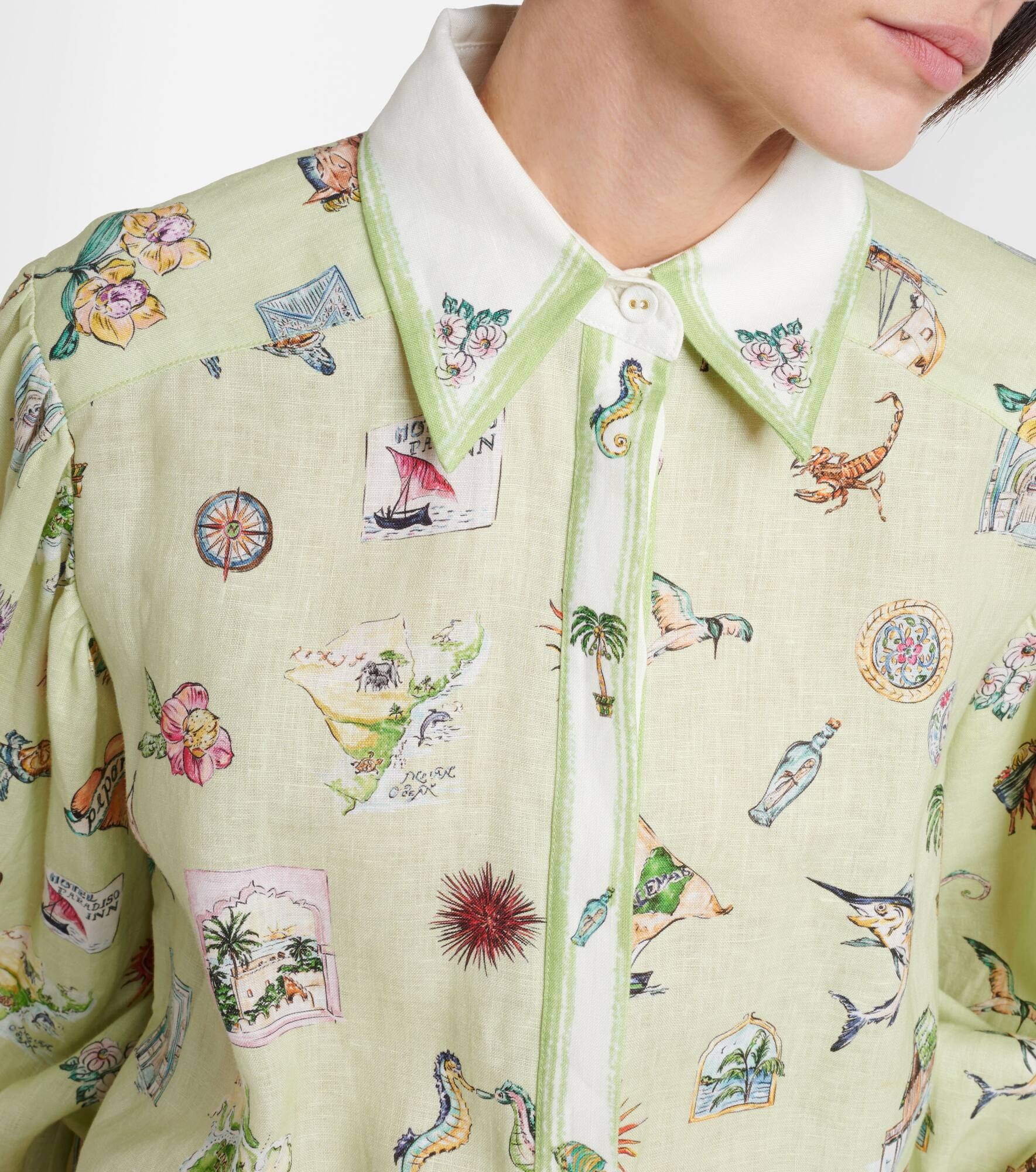 Printed linen shirt - 4