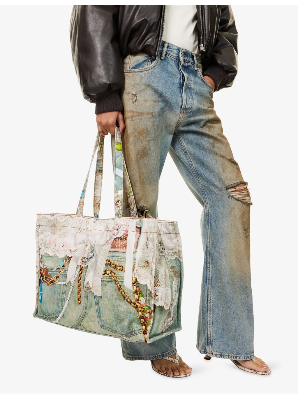 Logo-Embroidered Denim Tote Bag - 2