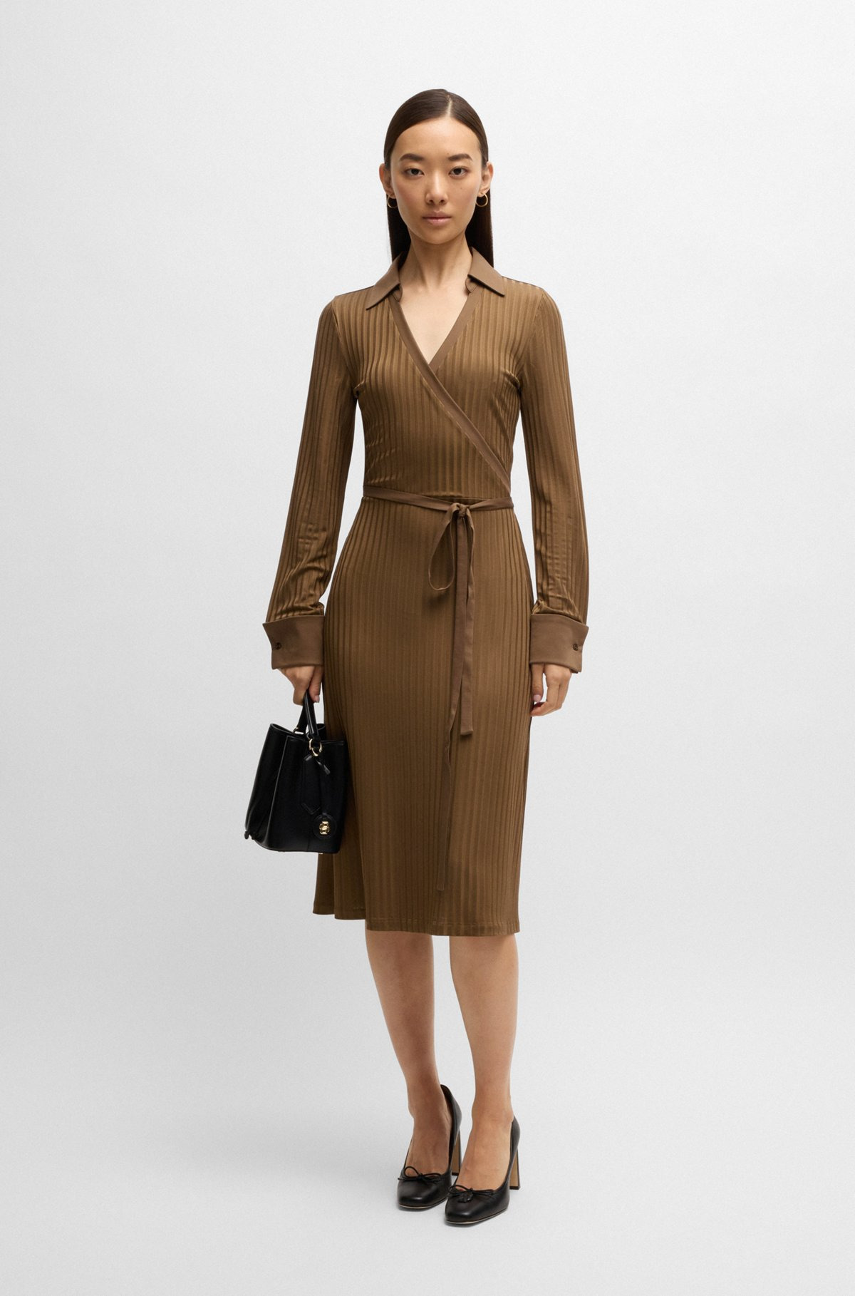 WRAP DRESS IN LUSTROUS RIBBED JERSEY - 3