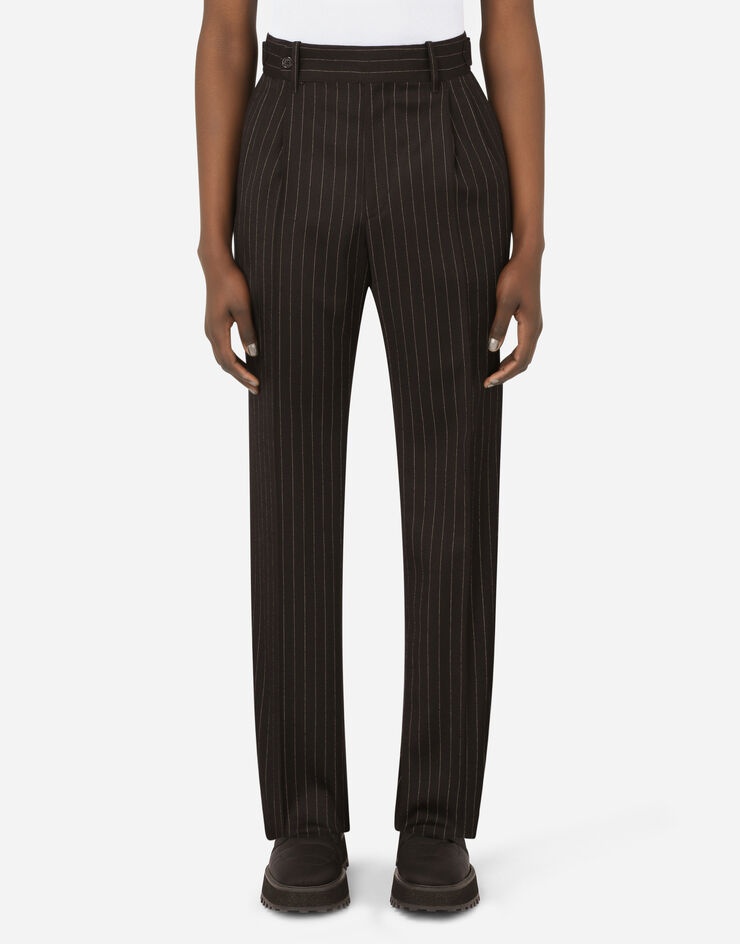 Pinstripe stretch wool pants - 1