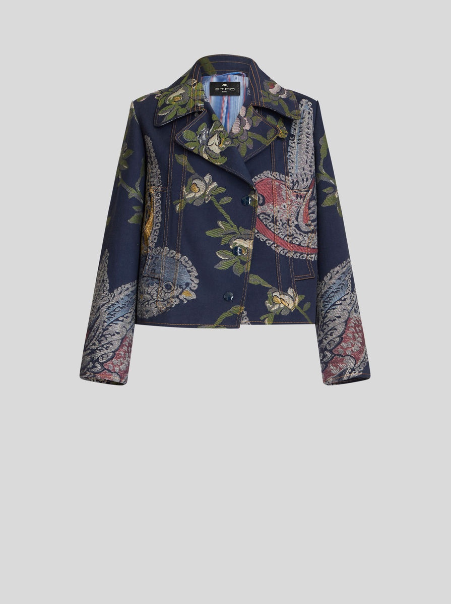 DENIM JACQUARD JACKET WITH BIRDS - 1