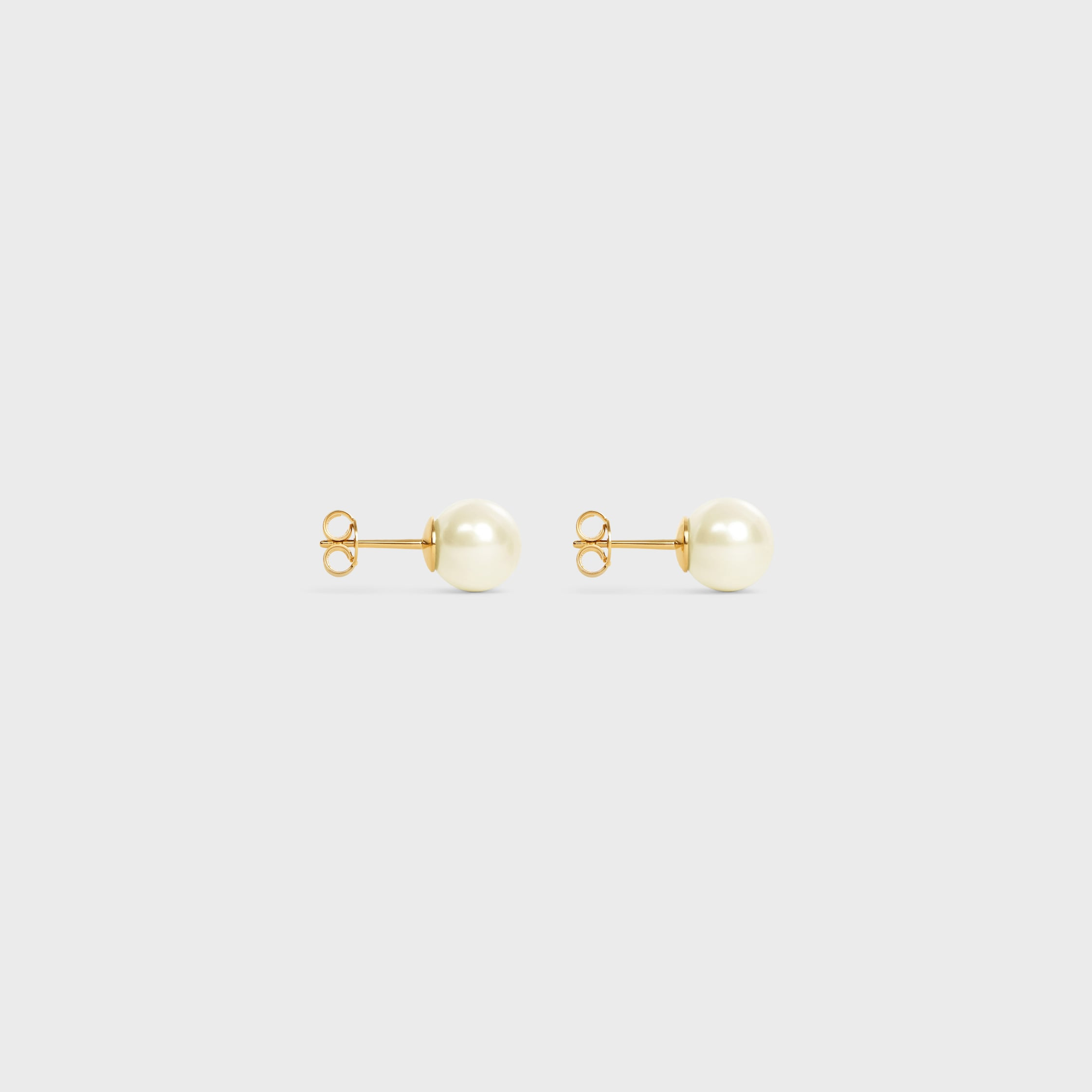 Les Perles Celine Earrings in Resin Pearls and Brass with Gold Finish - 3