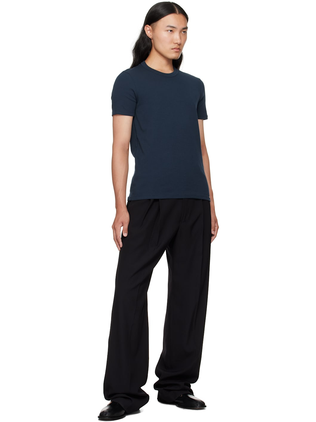 Navy Cotton Crewneck T-shirt - 4